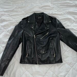 Faux black leather Moto Biker jacket